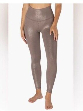 Beyond Yoga Twinkle High Waisted 7/8 Yoga Legging Mocha Brown/Rose Size S